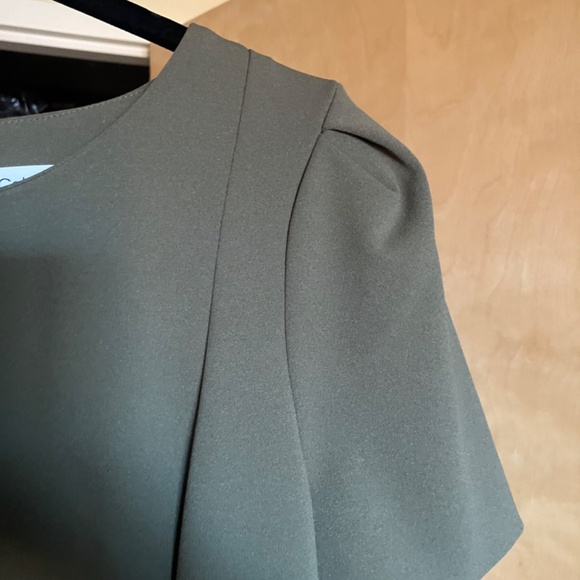 NWT Calvin Klein Olive Green Short Sleeve Sheath Dress Size 10 - Picture 4 of 8